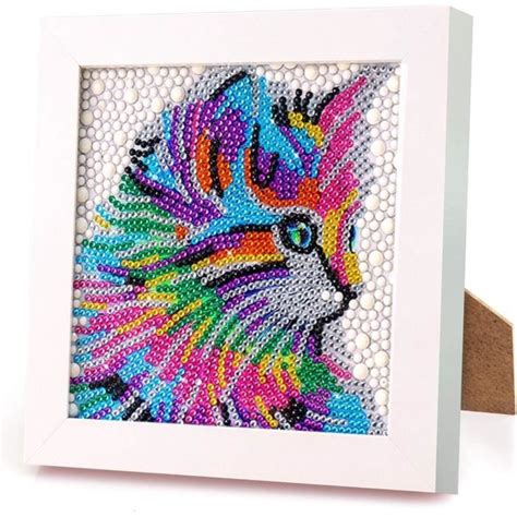 Diamond Painting Enfant Chat Peinture Diamant 5D Complet Avec Cadre