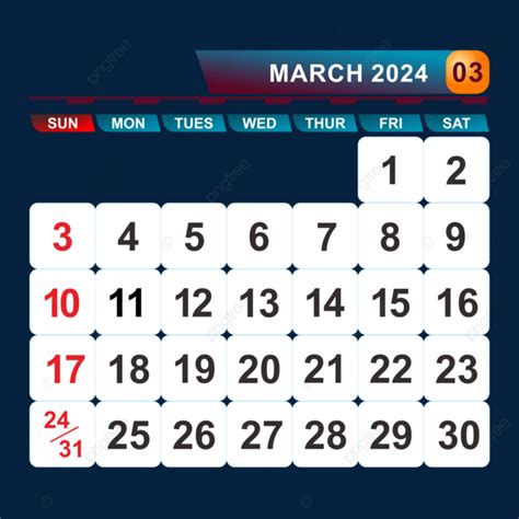 Calendario Del Mes De Marzo De Vector Png Marcha