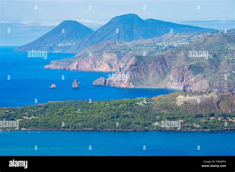 View Of Lipari And Salina Island Vulcano Island Aeolian Islands