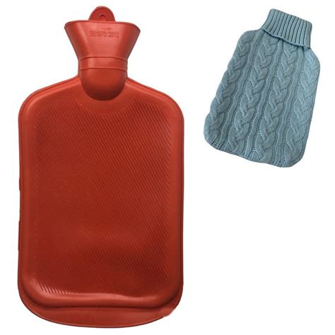 L HOT WATER BOTTLE Knitted Cover Winter Warm Rubber Bag Relaxing Warm Therapy BIG W