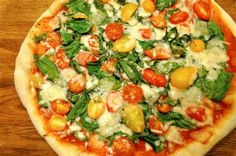 One Classy Dish Arugula Spinach Basil And Cherry Tomato Pizza