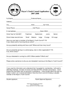 Fillable Online Fh Az Myc Application Town Of Fountain Hills