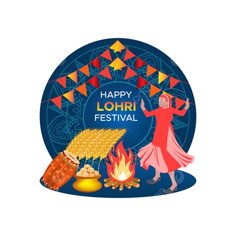 Lohri Festival Vector Design Images Indian Women Dancing Happy Lohri