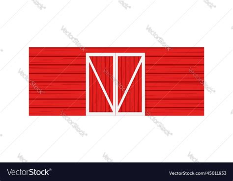 Red wooden door on barn wall front view element Vector Image