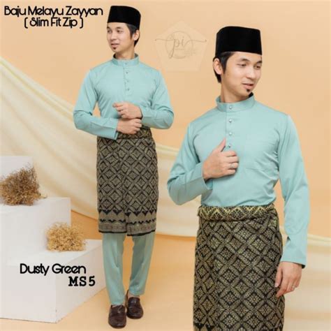 Baju Melayu Modern Slim Fit Zip Tepi Paloma Cotton Cekak Musang High Quality Shopee Singapore