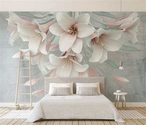 Floral Wall Mural Flowers Wallpaper Modern Home Decor for - Etsy