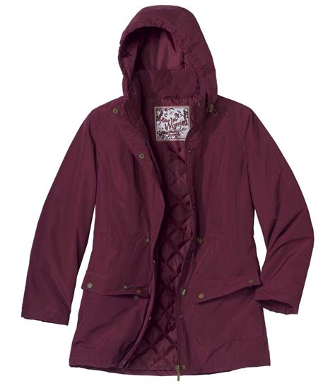 Womens Plum Parka With Padded Hood Water Repellent Atlas For Men