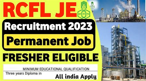 Rcfl Je Junior Engineer Recruitment Vacancy Fresher Eligible