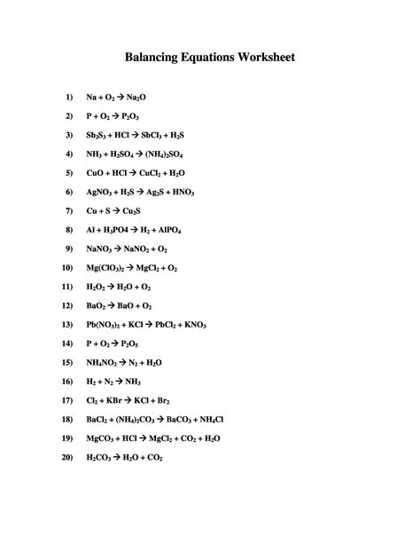 49 Balancing Chemical Equations Worksheets [with Answers]