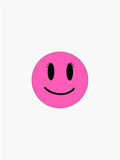 Pink Smiley Face Sticker With Eyelashes Sticker For Sale By Susanna