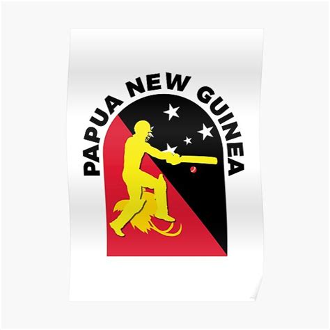 "Papua New Guinea Cricket Batsman Papua New Guinea Flag - Cricket Fan ...