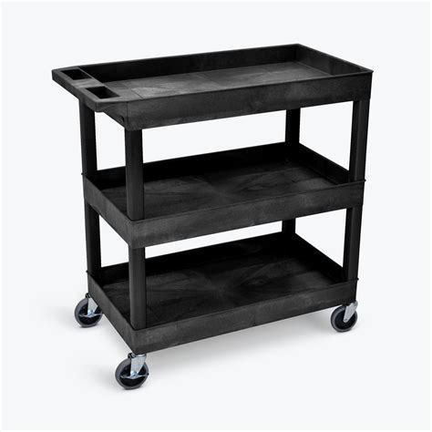 Luxor 32 X 18 Tub Cart Three Shelves Black