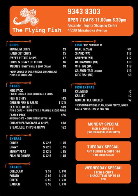 Menu | The Flying Fish