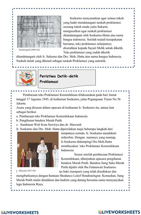 Proklamasi Kemerdekaan Indonesia Interactive Worksheet