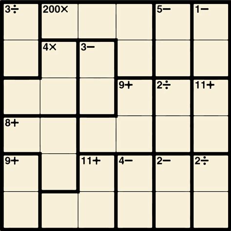 Printable Kenken Puzzles