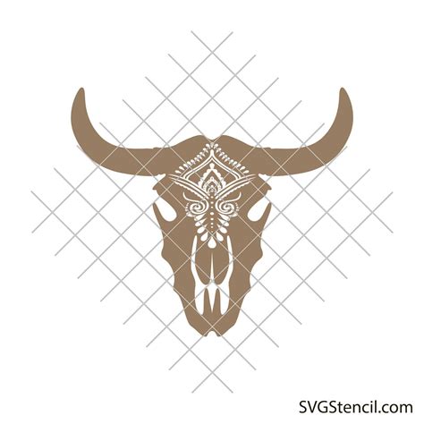 Cow Skull Head Svg Steer Skull Svg Buffalo Skull Svg Svgstencil