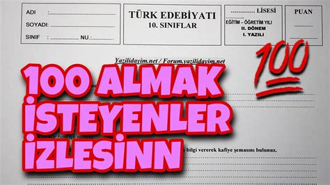 10 Sınıf Edebiyat 2 Dönem 1 Yazılı YouTube