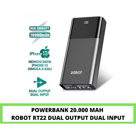 Jual Powerbank Robot Mah Rt Dual Port Input Output Original