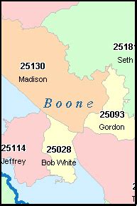 BOONE County, West Virginia Digital ZIP Code Map