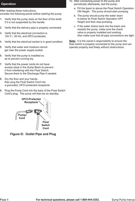 Harbor Freight 1 4 Hp Submersible Sump Pump With Vertical Float 2800 Gph Product Manual