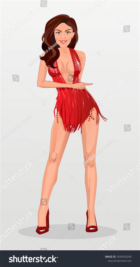 Beautiful Sexy Woman Red Dress Brunette Stock Vector Royalty Free Shutterstock