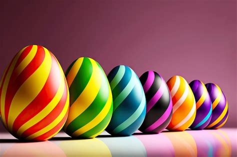 Premium Photo | Smooth row of bright glossy easter egg in different colors