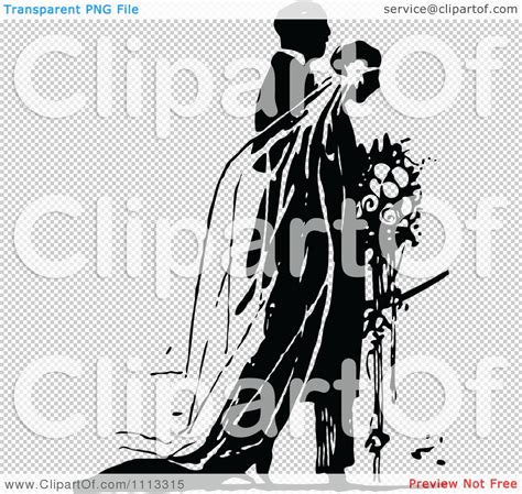 Clipart Vintage Black And White Wedding Couple During Their Ceremony ...