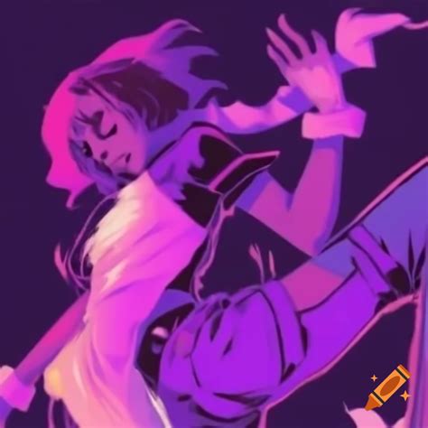 Action pose of yui kimura from dead by daylight in purple and pink ...