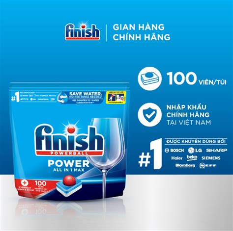 Viên Rửa Chén Bát Finish Powerball Power All In 1 Max Túi 100 viên