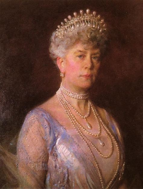 Queen Mary With The Cambridge Lovers Knot Tiara With Pearl Uprights