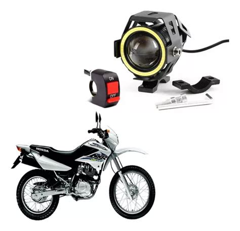 Kit Farol Milha U7 C Botão Para Moto Nxr 125 Bros Ks 2005