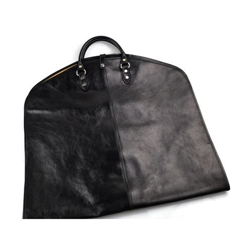 Leather garment bag travel garment bag with handles suit black