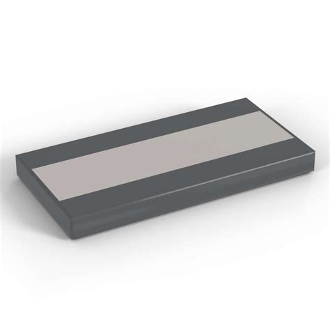 LEGO Part LEGO 2x4 Tile Dark Bluish Gray with White Stripe Pattern - Brick Land