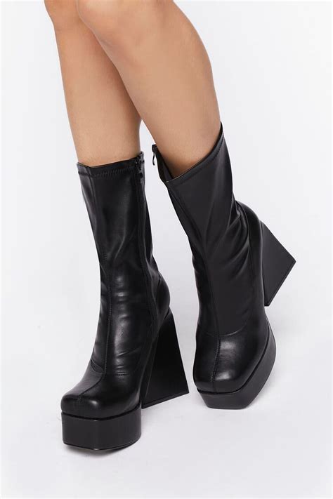 Faux Leather Platform Boots