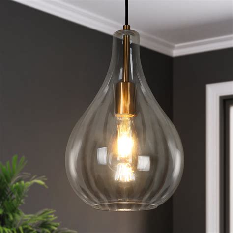 Breakwater Bay Meya 1 Light Large Textured Glass Pendant Wayfair