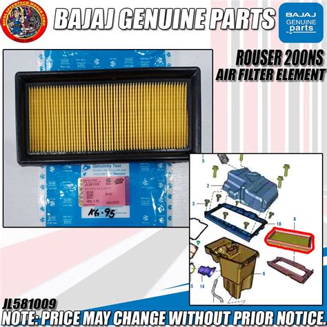 ROUSER 200NS AIR FILTER ELEMENT KMC GENUINE JL581009 Shopee