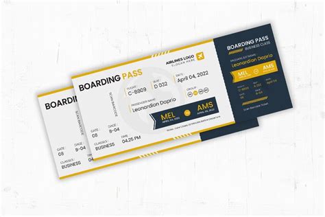 Yellow Flight Board Boarding Pass Corporate Identity Airline Logo