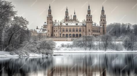 Premium AI Image | A winter wonderland featuring a Castle