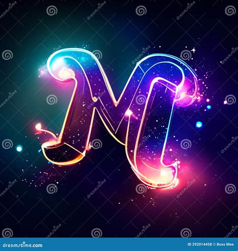 Neon Letter M. Vector Illustration. Glowing Neon Font Stock ...