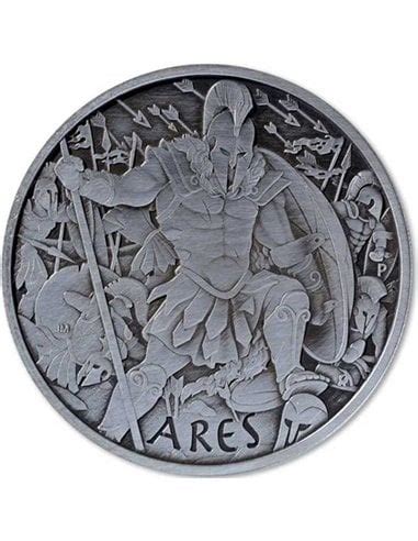 ARES Gods Of Olympus 1 Oz Antique Silver Coin 1 Tuvalu 2023