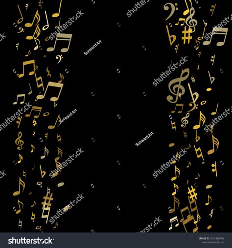 Gold Flying Musical Notes Border Isolated Stock Vector (Royalty Free ...