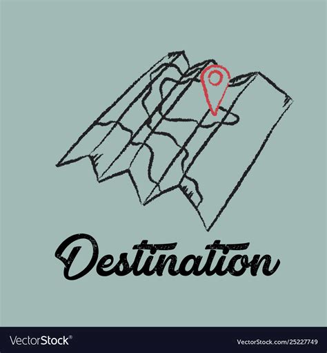 Line Drawing Travel Destination Map Royalty Free Vector