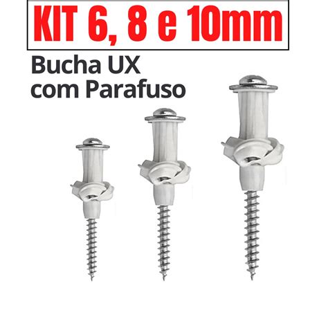 Kit Buchas Ux Para Tijolo Oco Parafuso Kit Bucha Bloco