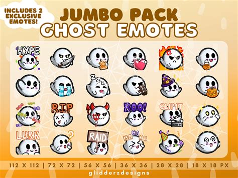 This JUMBO Ghost Emote Pack Digital File Listing Includes 24 Cute