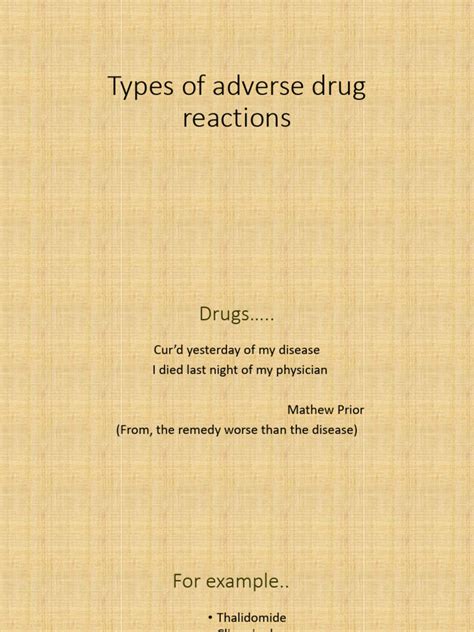 Types of Adverse Drug Reactions | PDF | Medical Error | Drugs