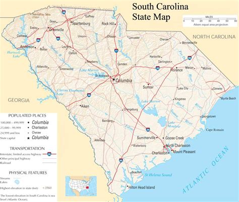 A Map Of South Carolina United States Map