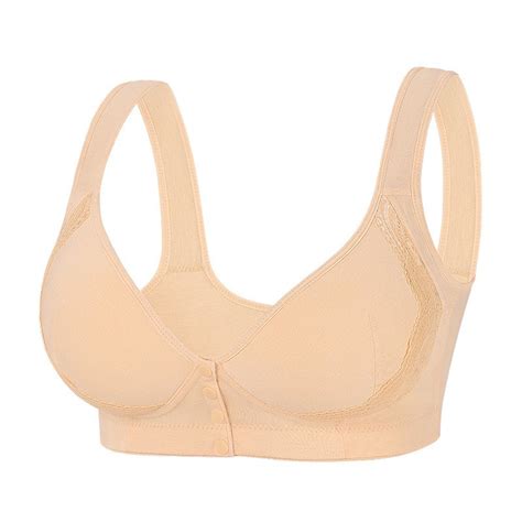 ALLLIST Front Closure Womens Bras Beige Wireless Sleep Soft Plain T Shirt Women Lingerie Size