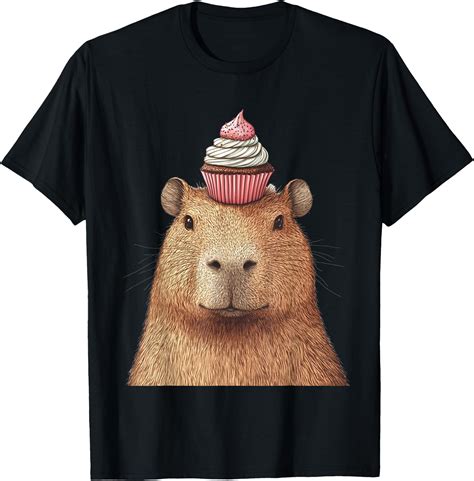 Hot Trending Kiraa Tee With Capybara Cupcake Graphic Funny Capybara Unisex S 5Xl T Shirt