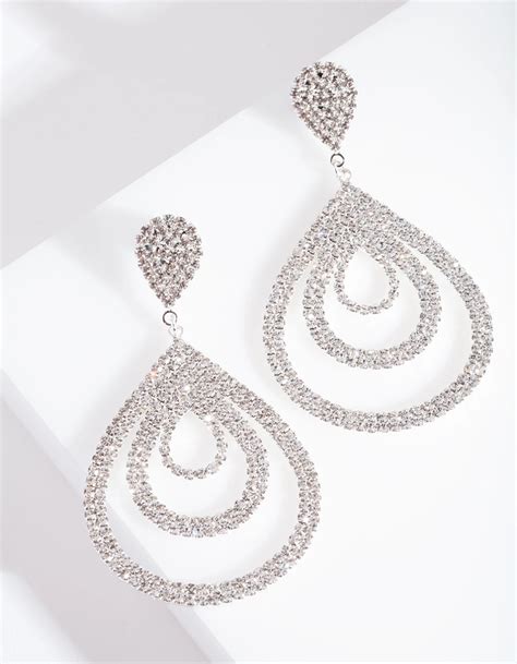 Silver Diamante Multi Droplet Drop Earring Lovisa Jewellery Australia