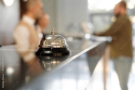 Modern Luxury Hotel Reception Counter Desk With Bell Service Bell